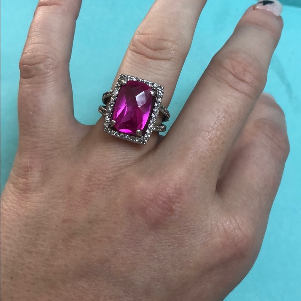 Pink 925 Statement Cocktail Ring - image 7